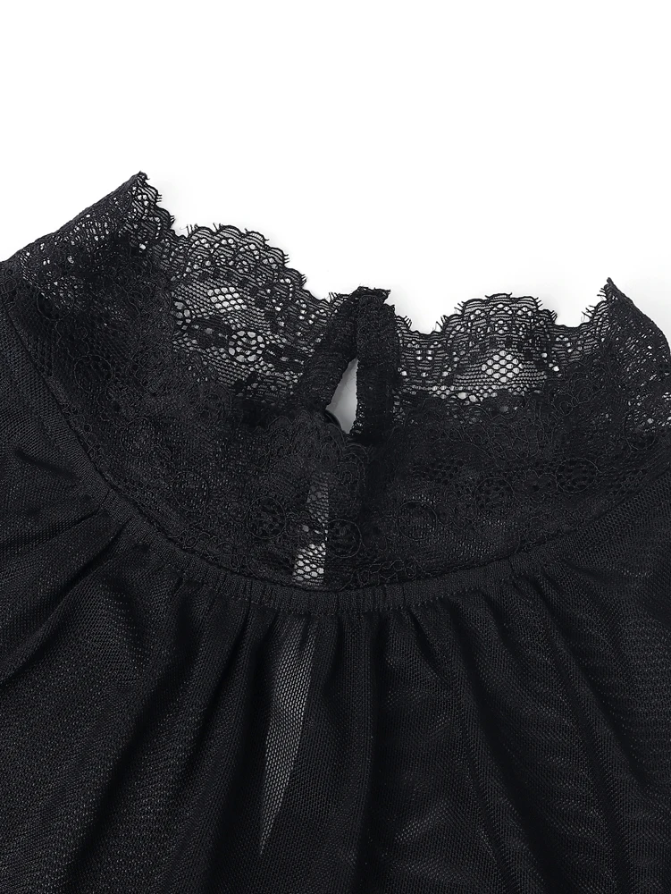Women's Spring/Fall 2026 New Arrival Elegant Lace-Panel Cutout Bell-Sleeve Tie-Waist Top Everyday Lace-Panel Design