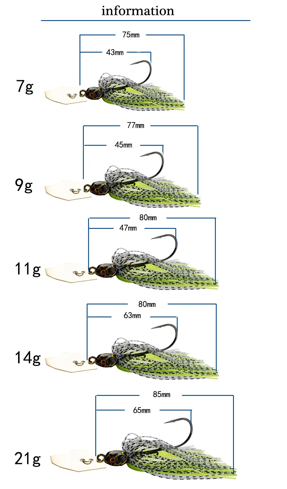 Fishing Lure Chatter Bait Spinner Bait 7G/9G/11G/14G/21G Spinner Bait Jig DancerBlade Jig Dancer Buzzbait Wobbler Chatterbait