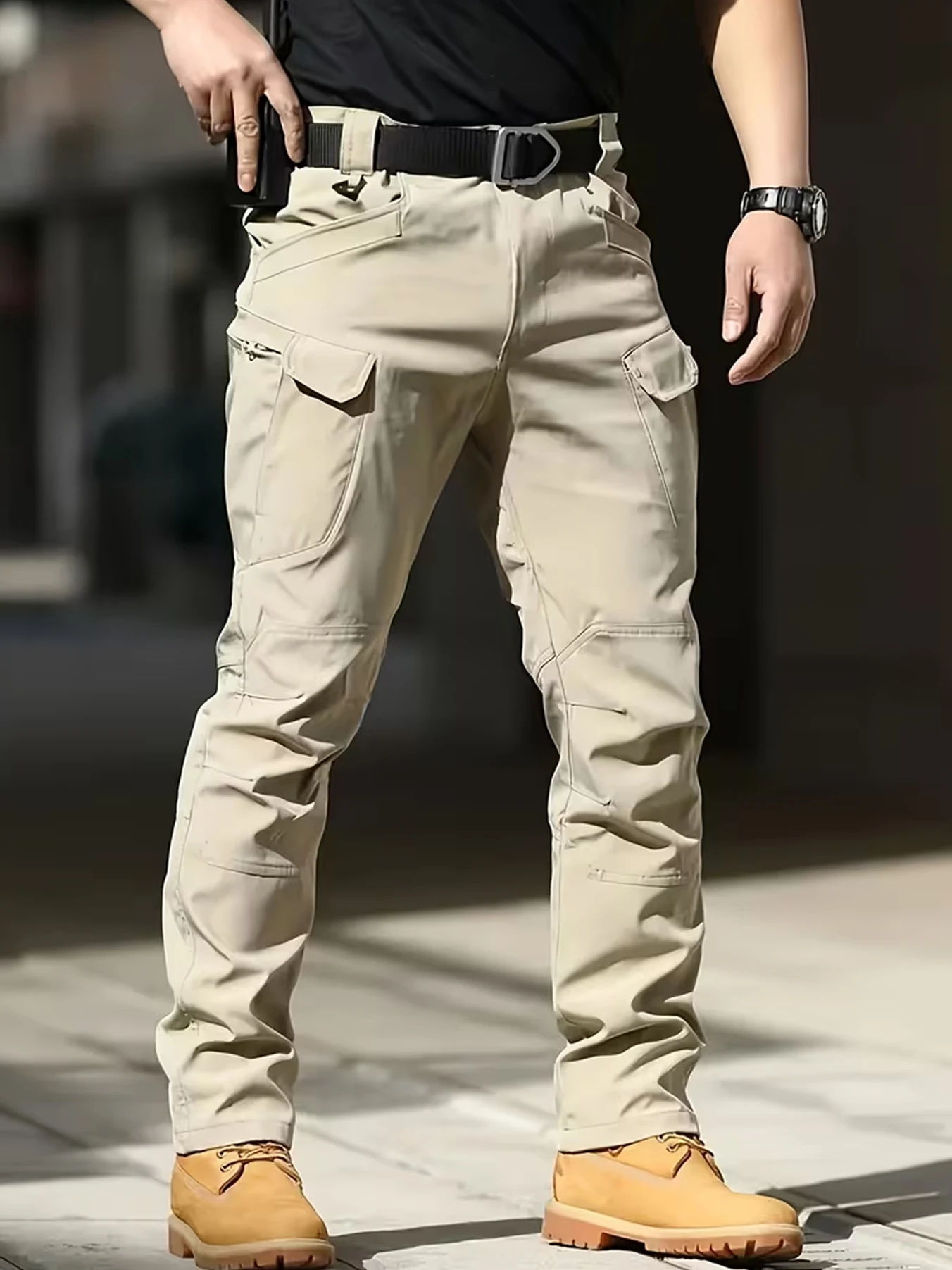 Men's Multi-Pocket Cargo Pants - Stretchy Breathable Fabric | Machine Washable Regular Fit Softshell Pants | Outdoor Casual Long