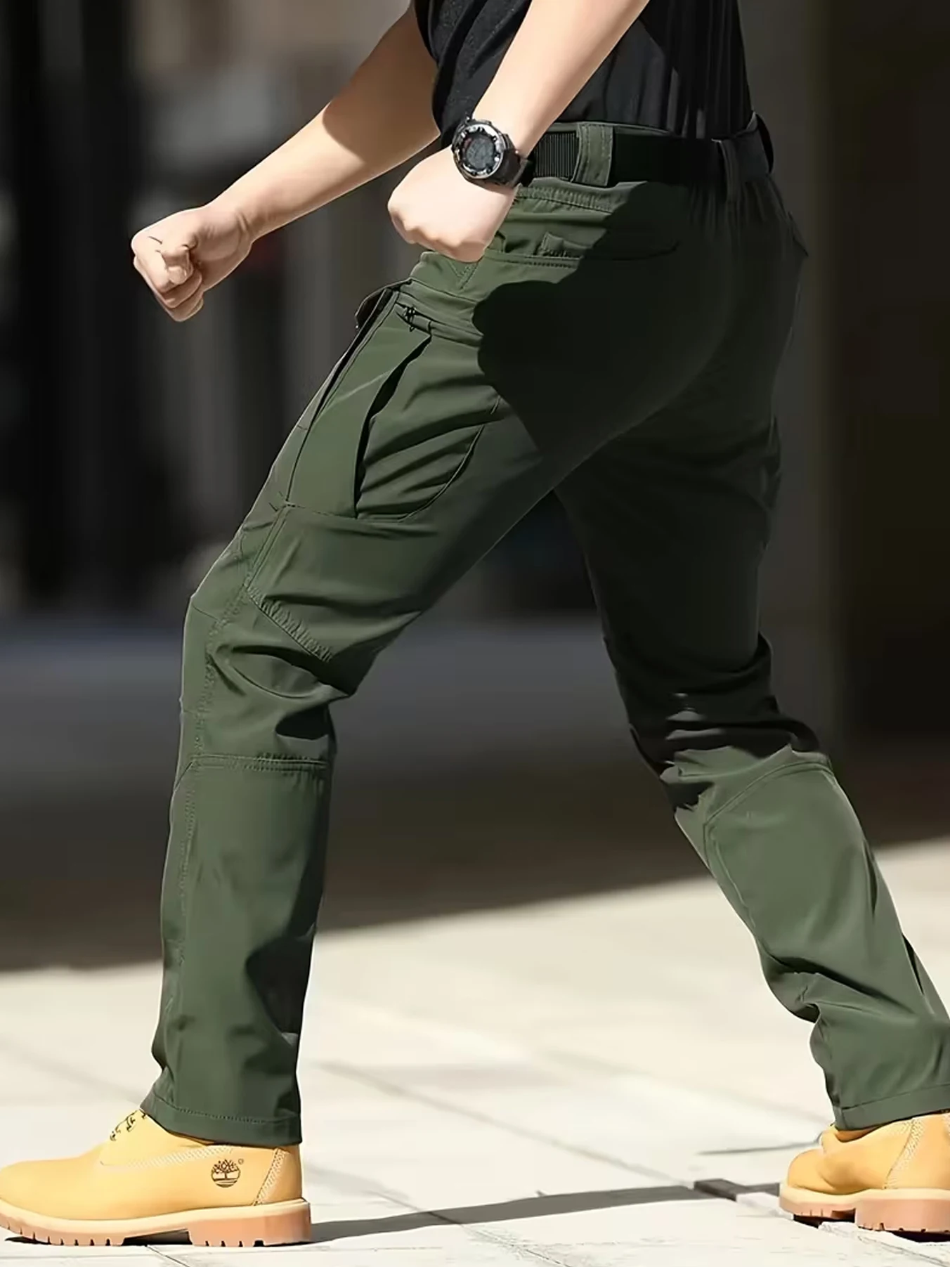 Men's Multi-Pocket Cargo Pants - Stretchy Breathable Fabric | Machine Washable Regular Fit Softshell Pants | Outdoor Casual Long