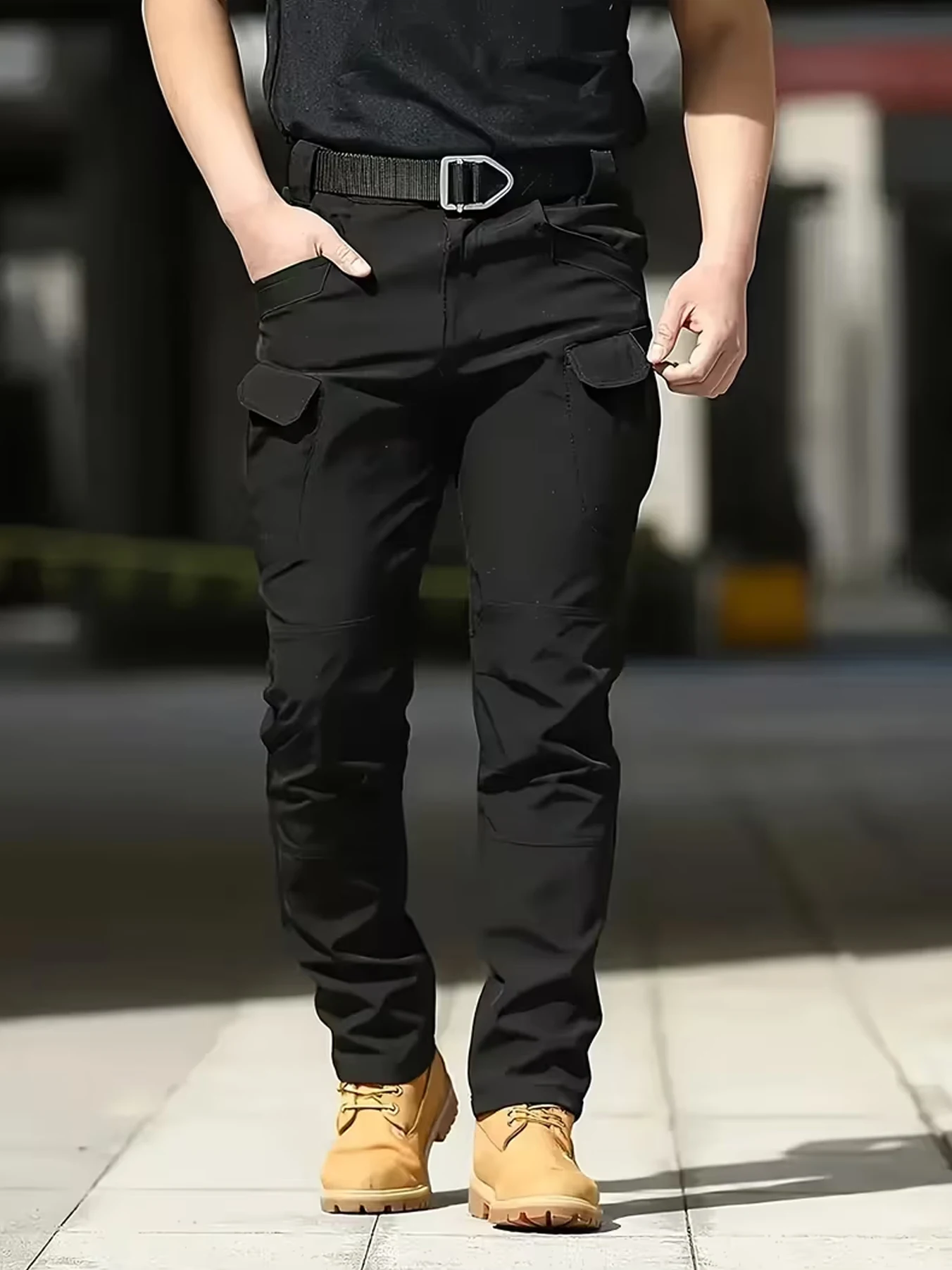 Men's Multi-Pocket Cargo Pants - Stretchy Breathable Fabric | Machine Washable Regular Fit Softshell Pants | Outdoor Casual Long