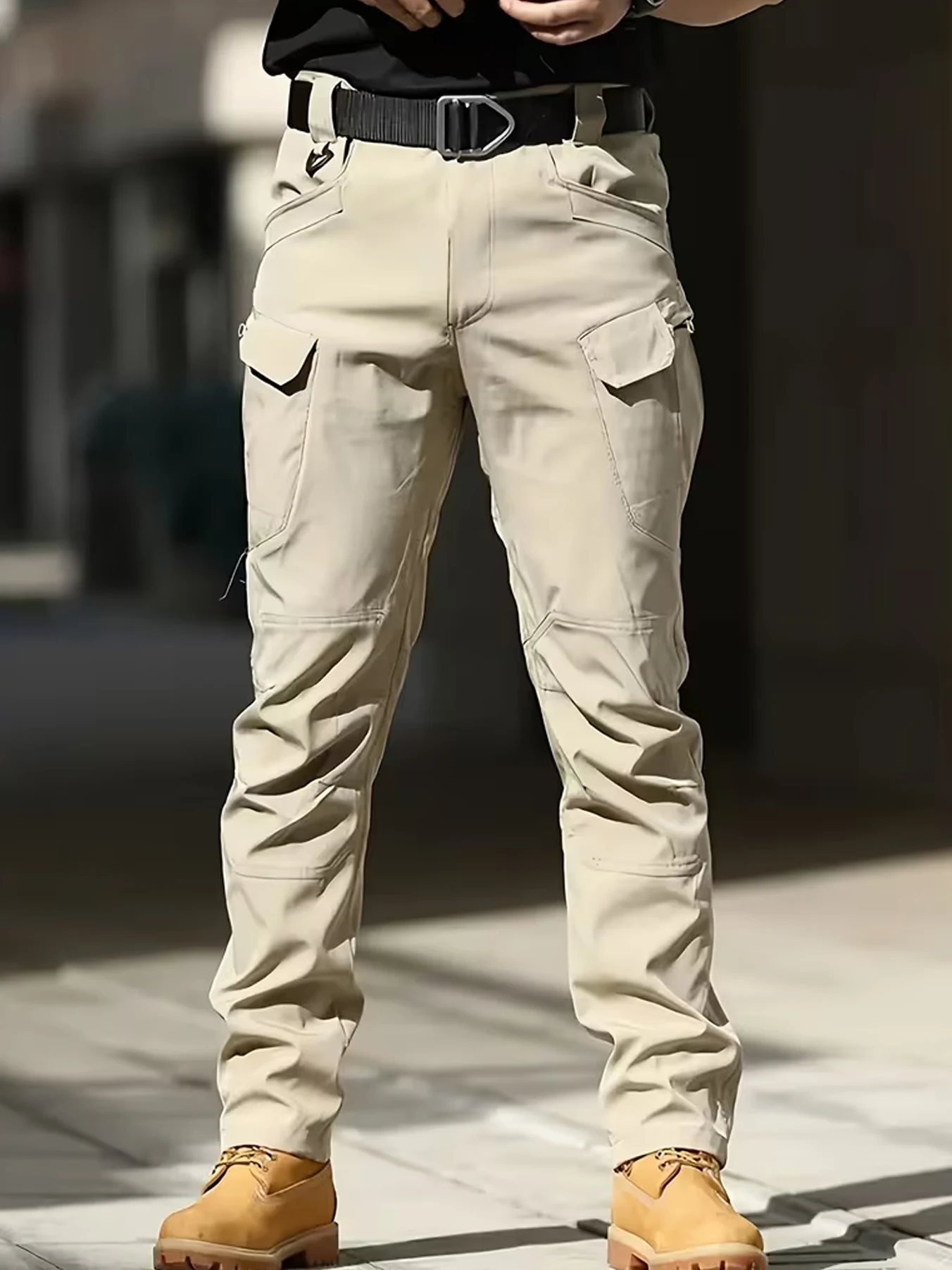 Men's Multi-Pocket Cargo Pants - Stretchy Breathable Fabric | Machine Washable Regular Fit Softshell Pants | Outdoor Casual Long
