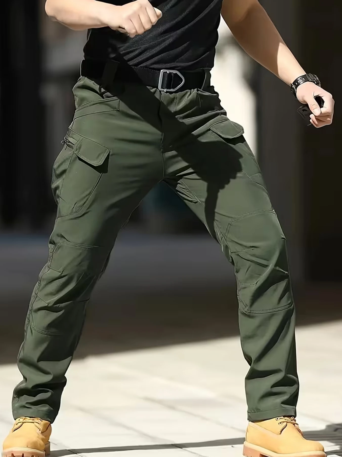 Men's Multi-Pocket Cargo Pants - Stretchy Breathable Fabric | Machine Washable Regular Fit Softshell Pants | Outdoor Casual Long