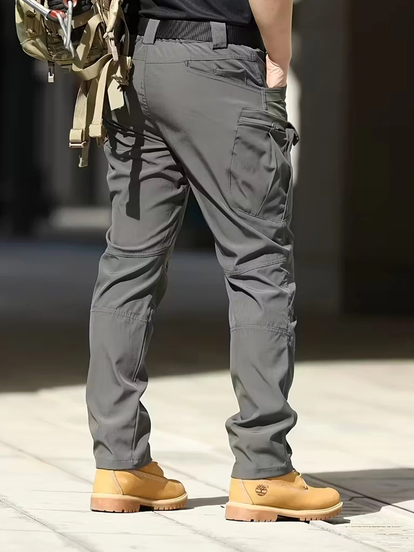 Men's Multi-Pocket Cargo Pants - Stretchy Breathable Fabric | Machine Washable Regular Fit Softshell Pants | Outdoor Casual Long