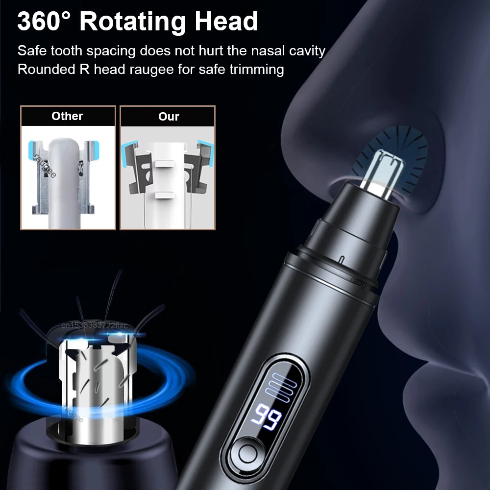 Electric Nose Hair Trimmer USB Rechargeable Nose and Ear Hair Clipper Portable Nose Hair Remover Facial Hair Removal Device