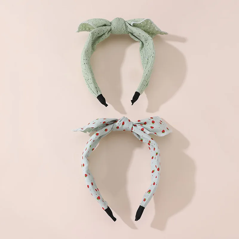 2pcs/set Everyday Sweet Bunny Ear Headband – Minimalist Bow Design with Polka Dot Fabric for Effortless, Cute Style.
