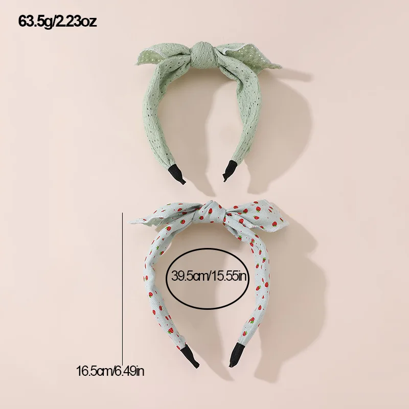 2pcs/set Everyday Sweet Bunny Ear Headband – Minimalist Bow Design with Polka Dot Fabric for Effortless, Cute Style.