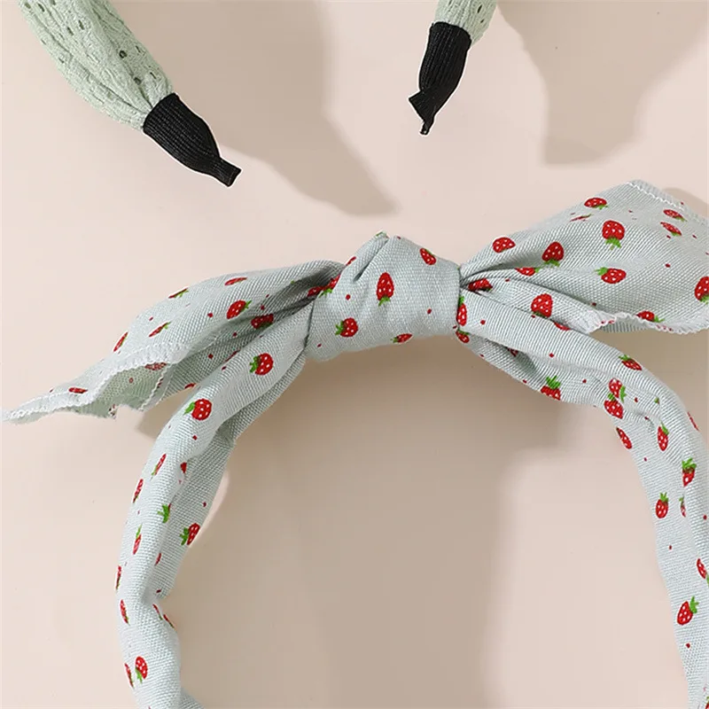 2pcs/set Everyday Sweet Bunny Ear Headband – Minimalist Bow Design with Polka Dot Fabric for Effortless, Cute Style.