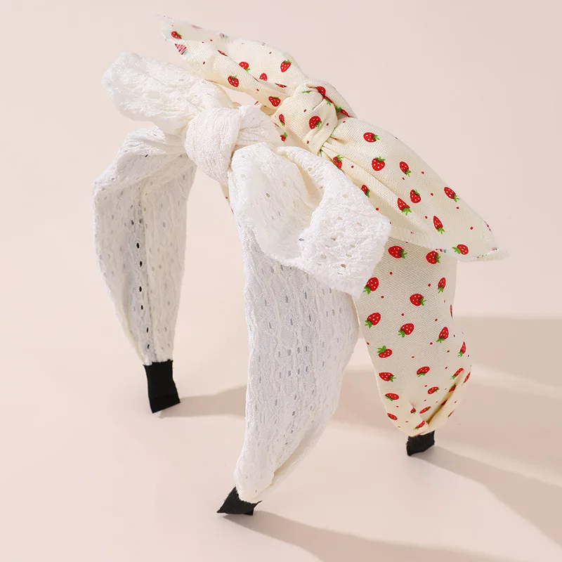 2pcs/set Everyday Sweet Bunny Ear Headband – Minimalist Bow Design with Polka Dot Fabric for Effortless, Cute Style.
