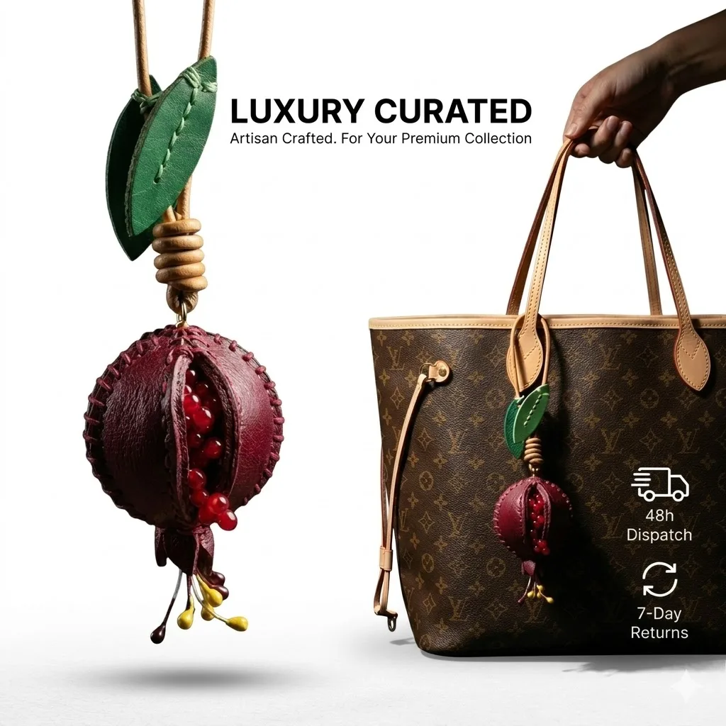 Handmade Vegetable Tanned Leather Pomegranate Keychain Fruit Bag Charm Cute Purse Pendant Car Mirror Accessories For Women Gifts