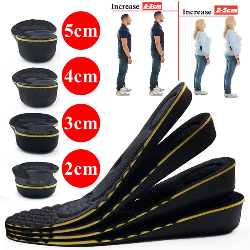 Ultralight Invisible Height Increase Insoles For Men Women Magnet Massage Shoe Heel Insert 2/3/4/5cm Taller Lift Damping Insoles