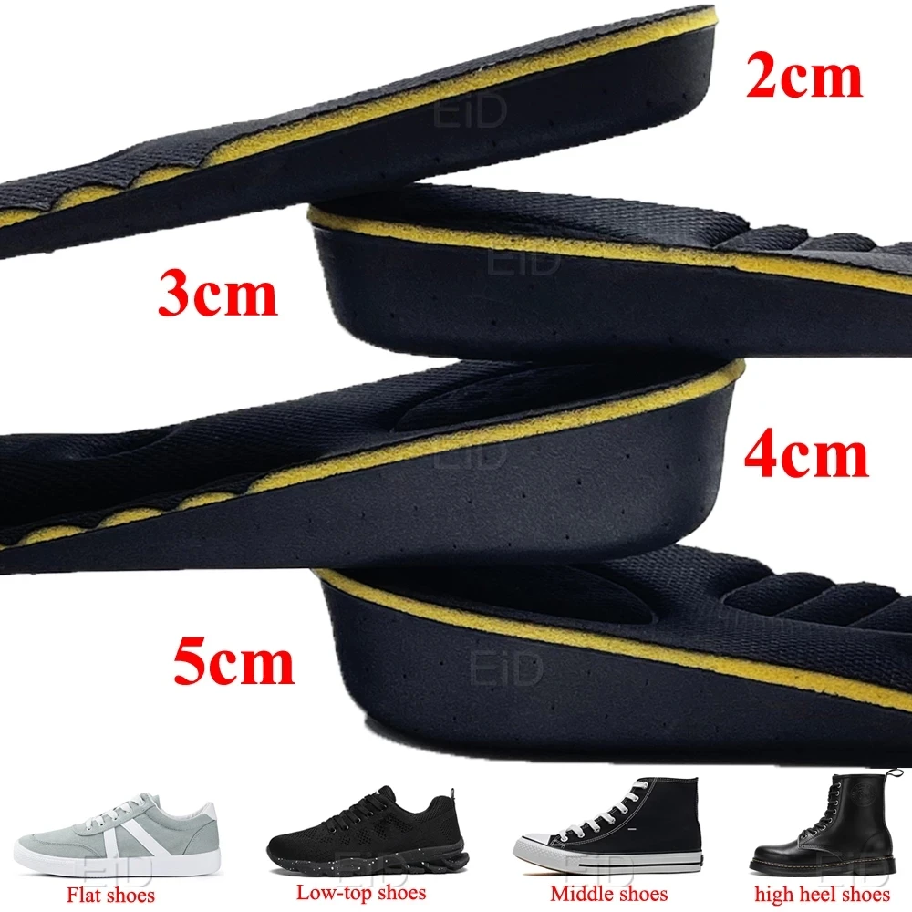 Ultralight Invisible Height Increase Insoles For Men Women Magnet Massage Shoe Heel Insert 2/3/4/5cm Taller Lift Damping Insoles