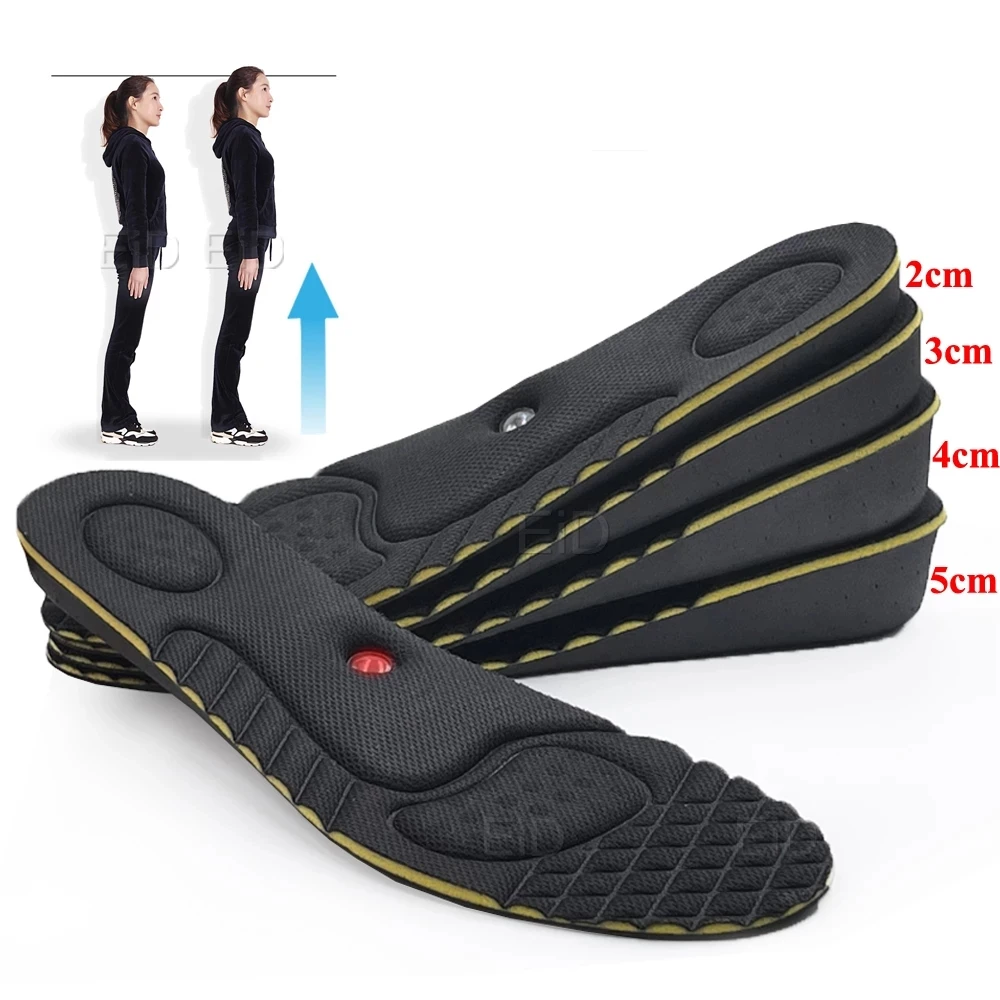 Ultralight Invisible Height Increase Insoles For Men Women Magnet Massage Shoe Heel Insert 2/3/4/5cm Taller Lift Damping Insoles