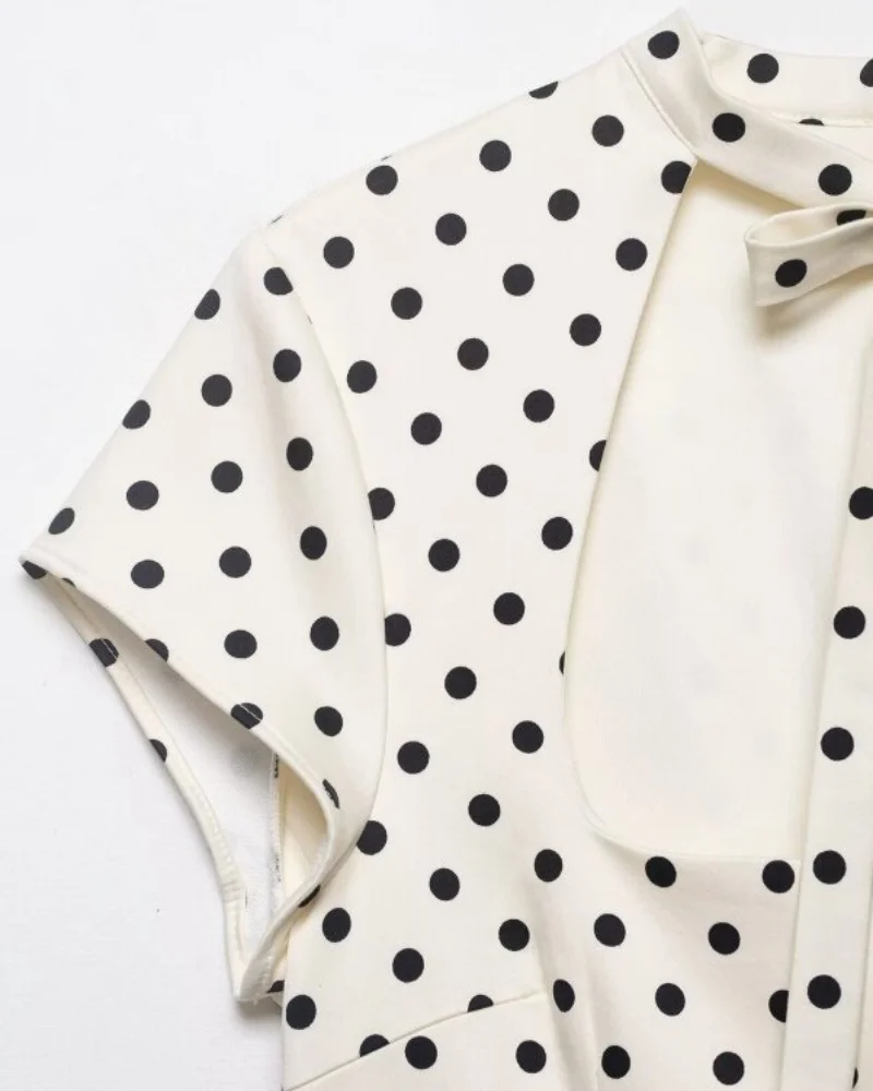 Cut Out Front Bow Tie Mini Dress, Women's Polka Dot Short Sleeve Bodycon Dress, Spring Summer Sexy Fashion Party Dress