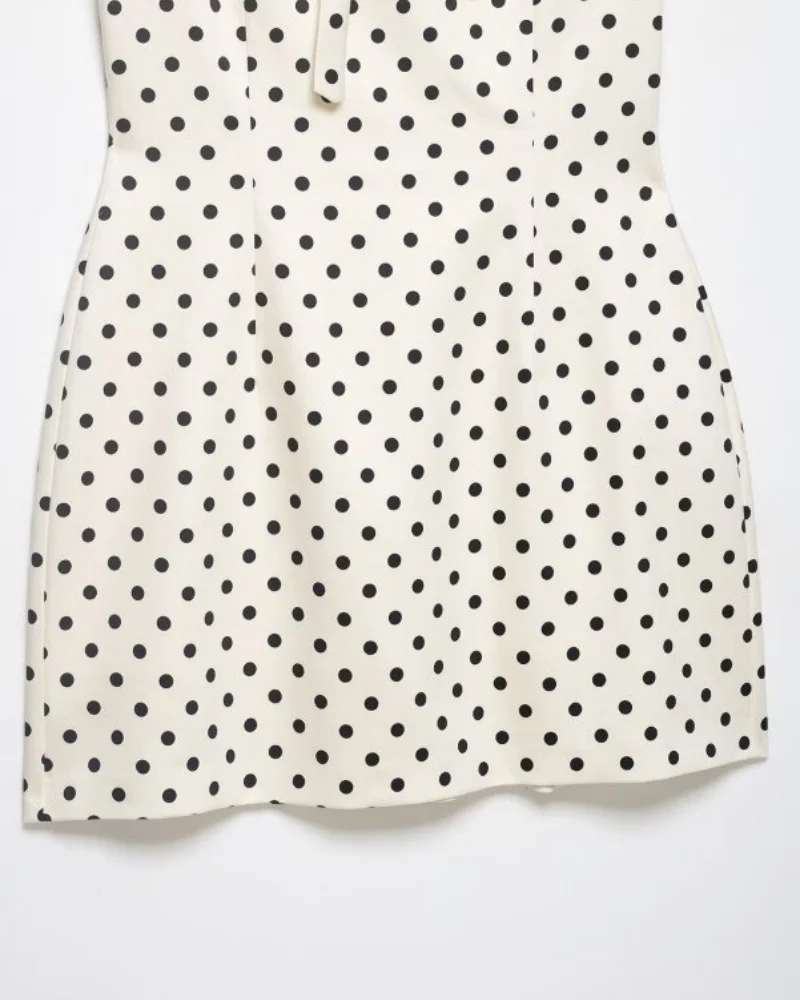 Cut Out Front Bow Tie Mini Dress, Women's Polka Dot Short Sleeve Bodycon Dress, Spring Summer Sexy Fashion Party Dress