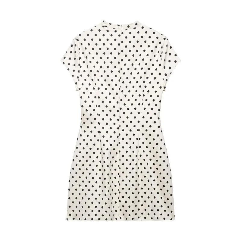 Cut Out Front Bow Tie Mini Dress, Women's Polka Dot Short Sleeve Bodycon Dress, Spring Summer Sexy Fashion Party Dress