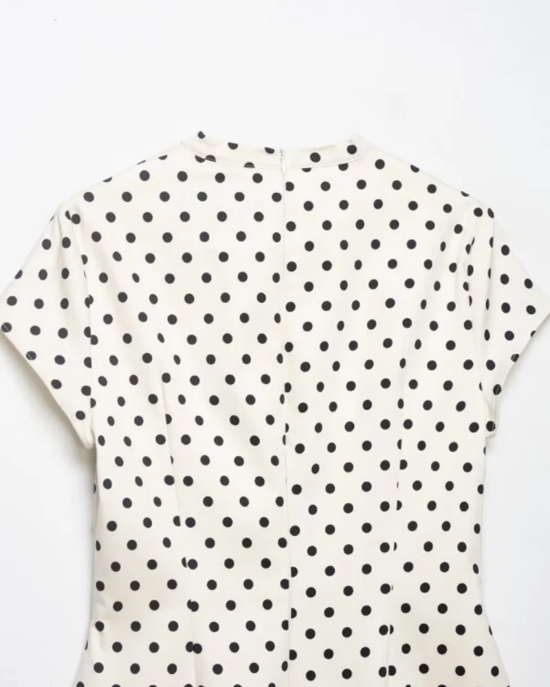 Cut Out Front Bow Tie Mini Dress, Women's Polka Dot Short Sleeve Bodycon Dress, Spring Summer Sexy Fashion Party Dress