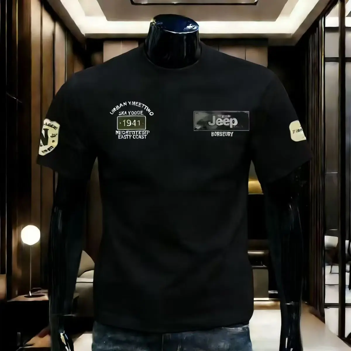 2026 New Series Jeep, Summer Pure Cotton High-Quality T-Shirt. Breathable and Comfortable, for Men's Casual Wear, Round-Neck Shi