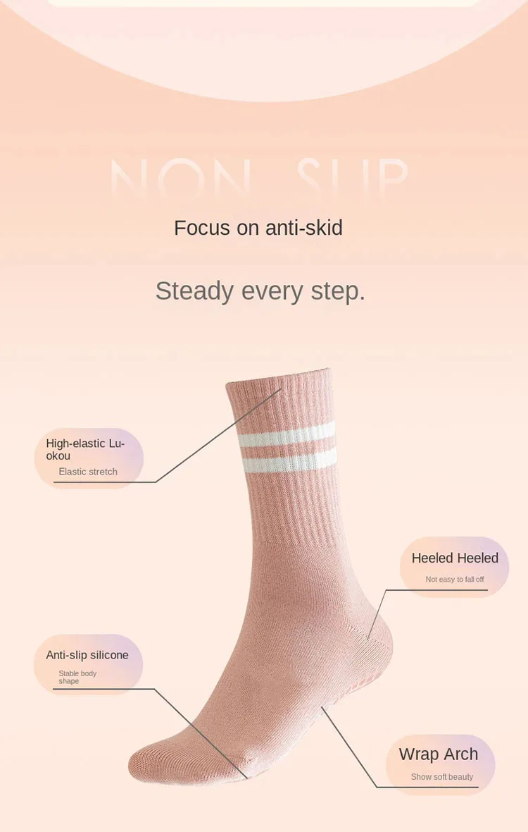 Women's Non-Slip Pilates Socks with Grips 1 Pair Yoga Socks for Barre Ballet Dance Anti-Skid Skid Resistant Grippy Socks