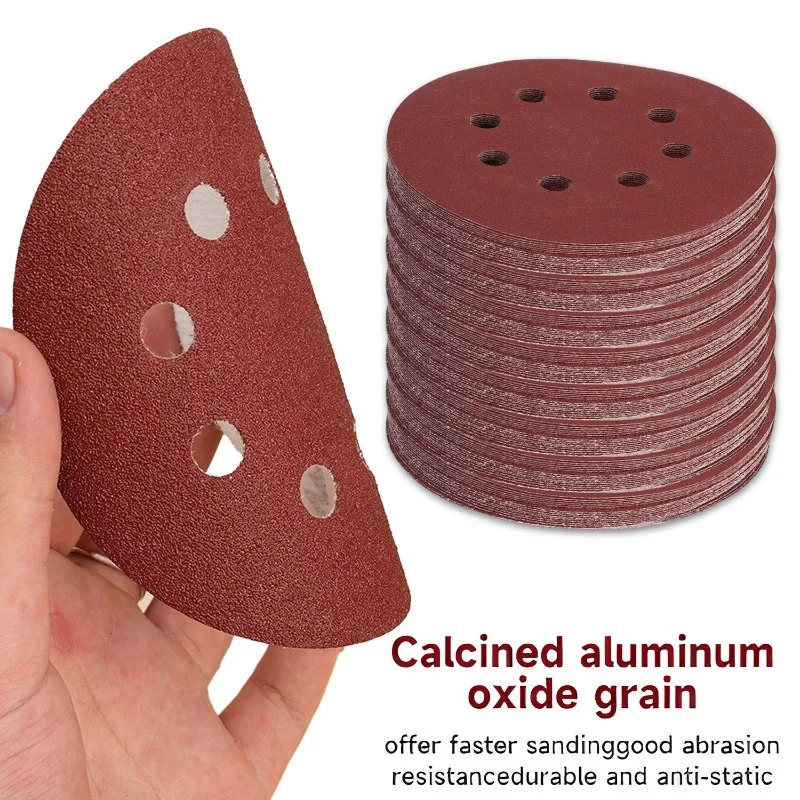 100PCS Sanding Discs 8 Hole Hook And Loop Adhesive Sandpaper 125mm 80~3000 Grits For Random Orbital Sander Abrasive Sheets Tools