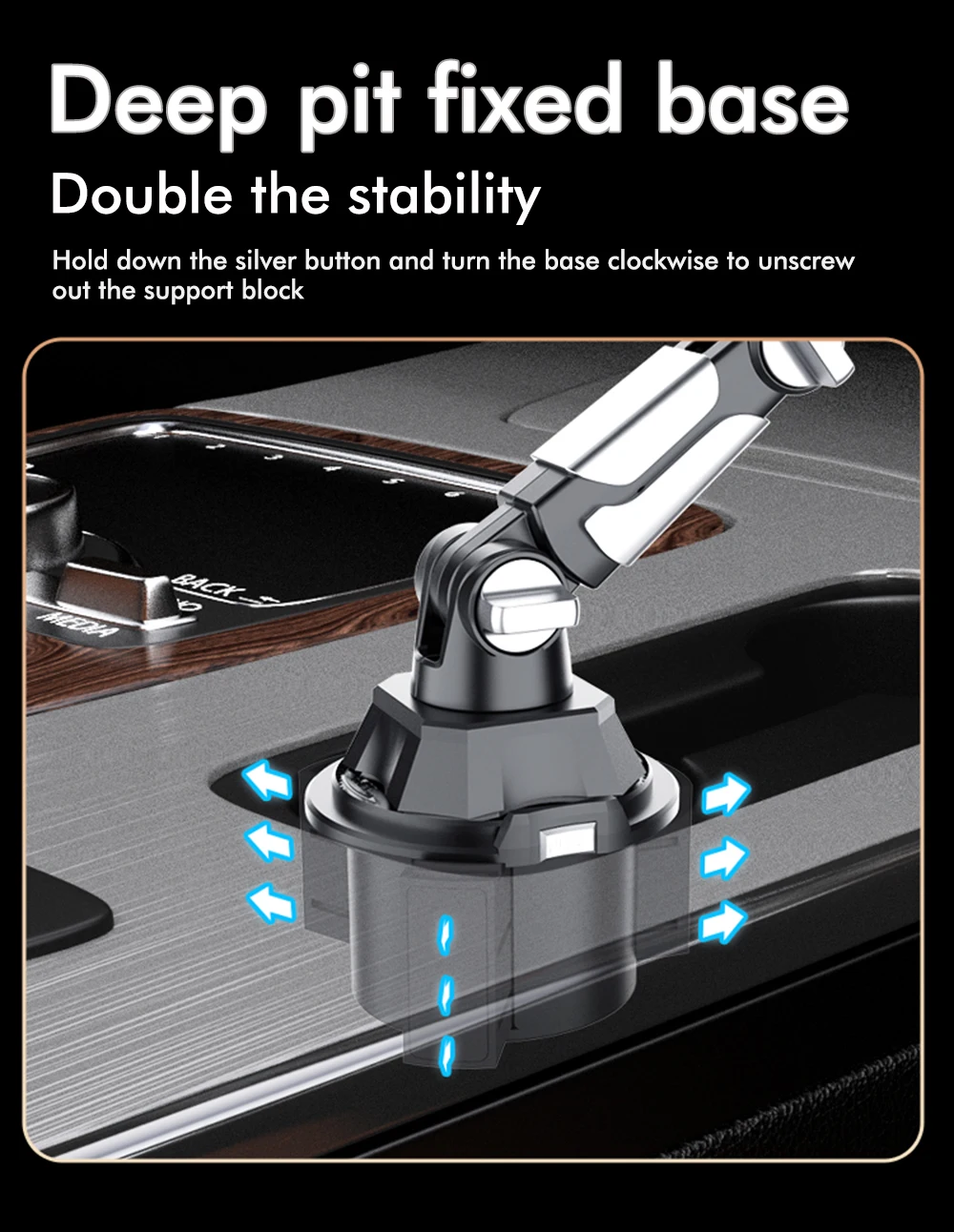 360 Degree Rotation Car in-car Water Cup Holder Car Cup Holder Long Joint Position Mobile Phone Tablet Computer Car Bracket