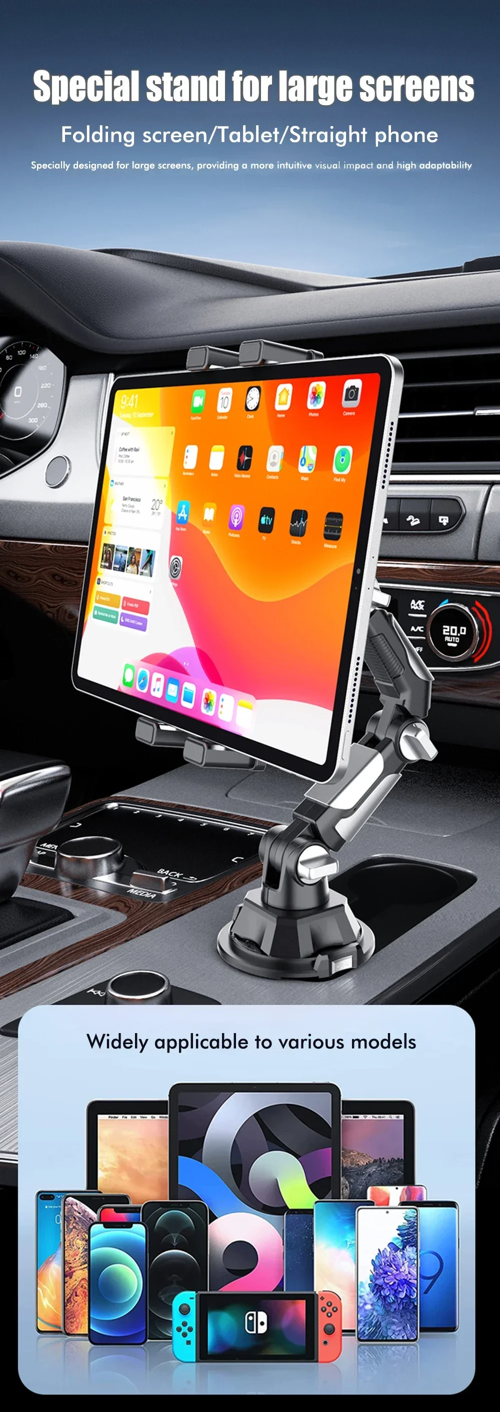 360 Degree Rotation Car in-car Water Cup Holder Car Cup Holder Long Joint Position Mobile Phone Tablet Computer Car Bracket