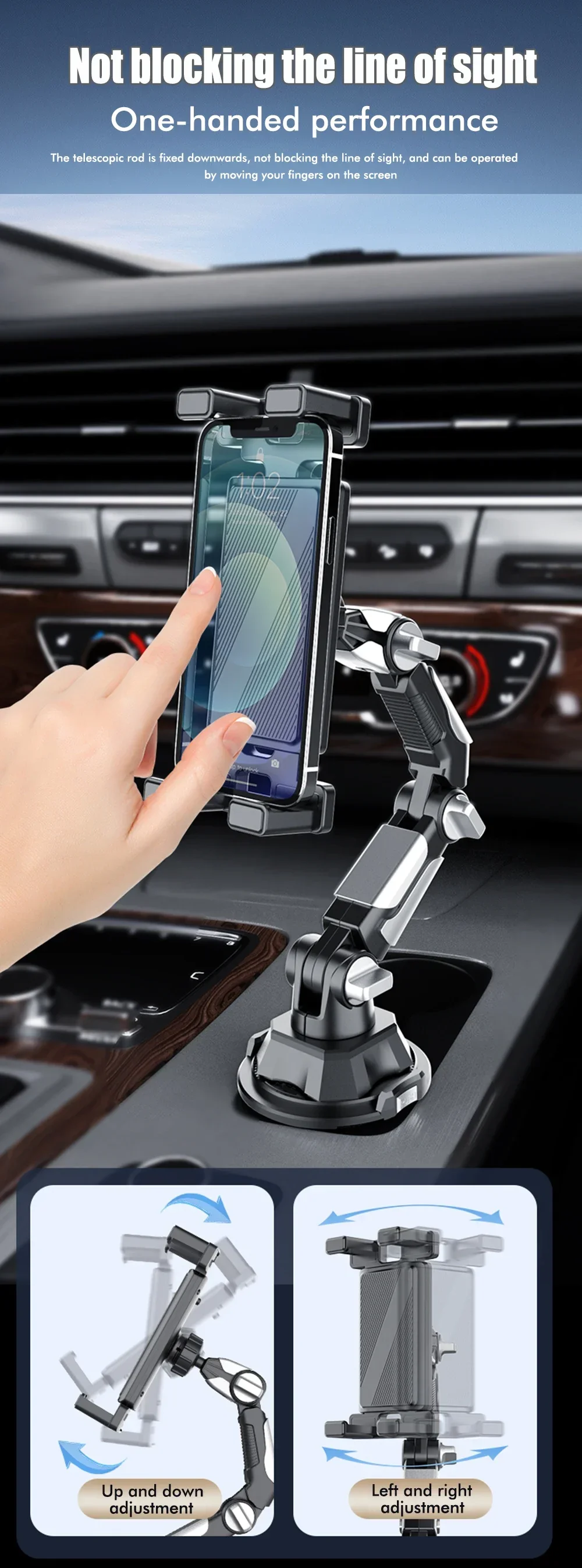 360 Degree Rotation Car in-car Water Cup Holder Car Cup Holder Long Joint Position Mobile Phone Tablet Computer Car Bracket