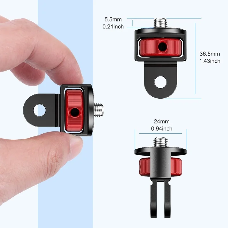 1/4" Aluminum Alloy Screw Converter Mini Tripod Adapter for Gopro 13 12 11 10 9 8 Insta360 X5 X4 X3 Action Camera Monopod Mount