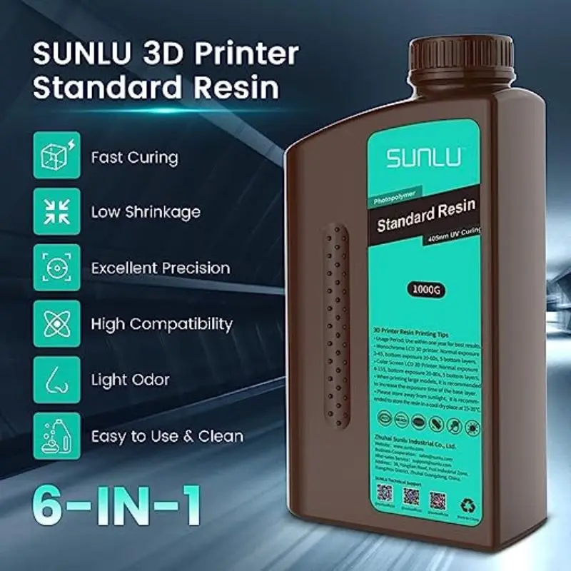 SUNLU Standard Resin/ABS Like/Water Wash/14K Standard Resin 5KG 1KG/Bottle 405nm UV Resin 3D Printing For LCD 3D Printer