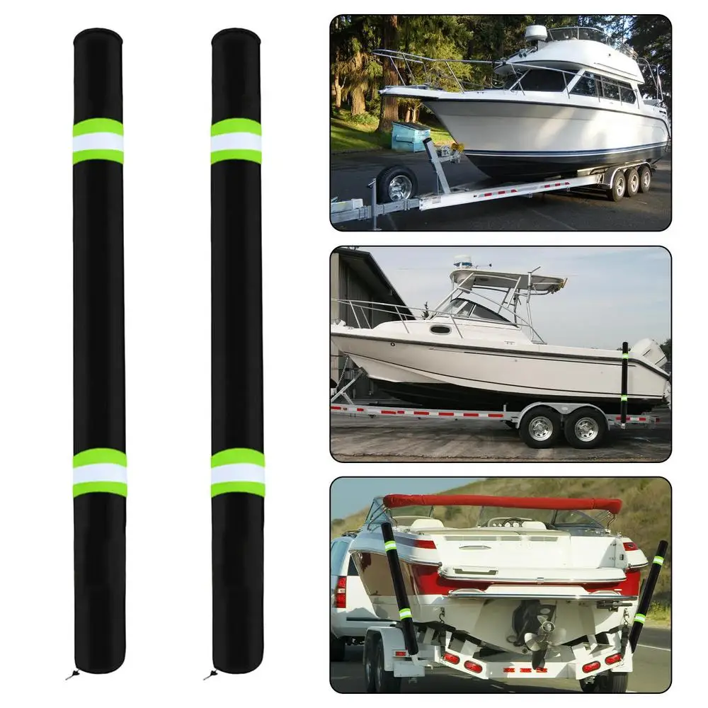 Boat Trailer Guide Pole Pads 36 Inch Reflective Marine Trailer Guide Poles Cover 2Pcs Heavy Duty Oxford Cloth Pads For Ski Boat
