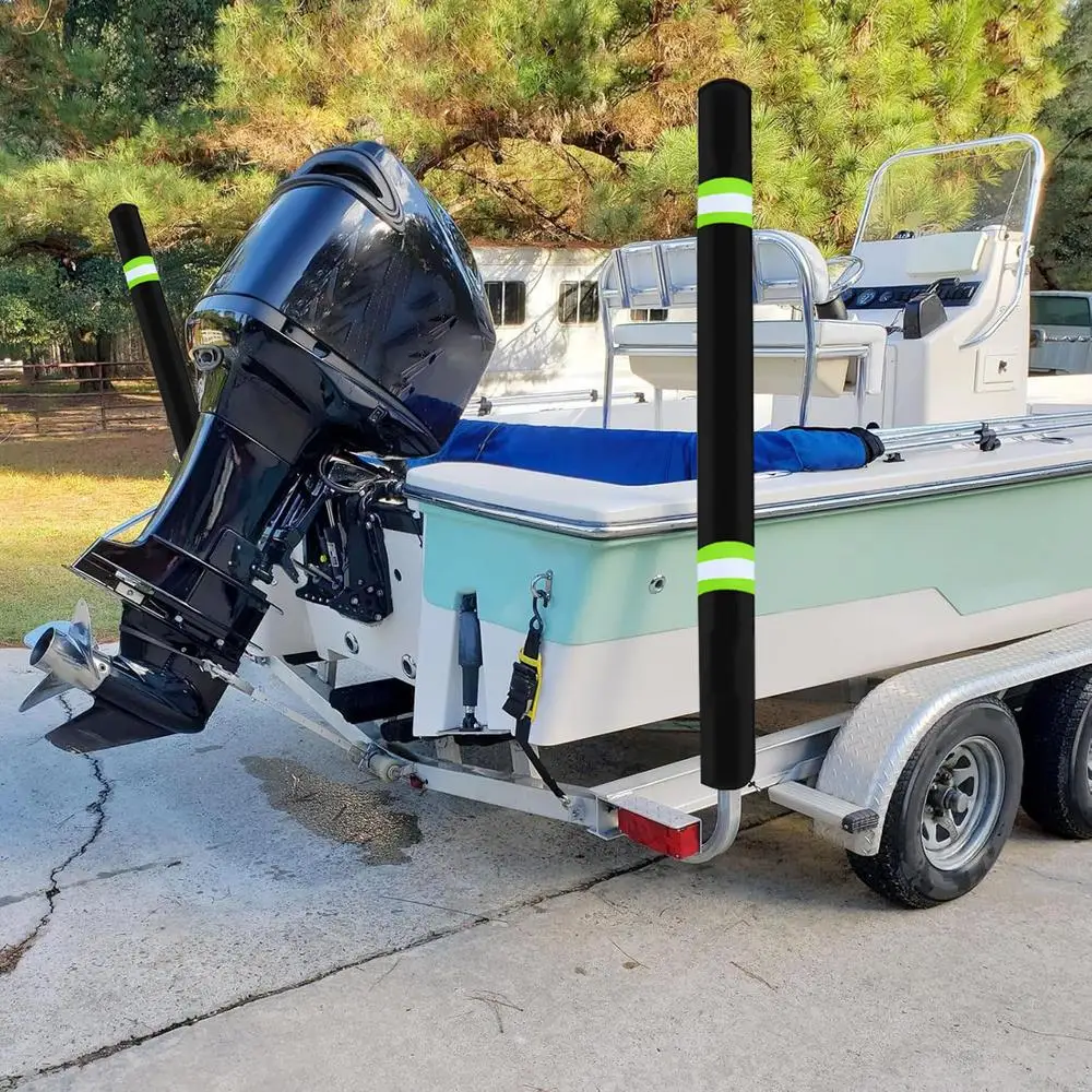 Boat Trailer Guide Pole Pads 36 Inch Reflective Marine Trailer Guide Poles Cover 2Pcs Heavy Duty Oxford Cloth Pads For Ski Boat