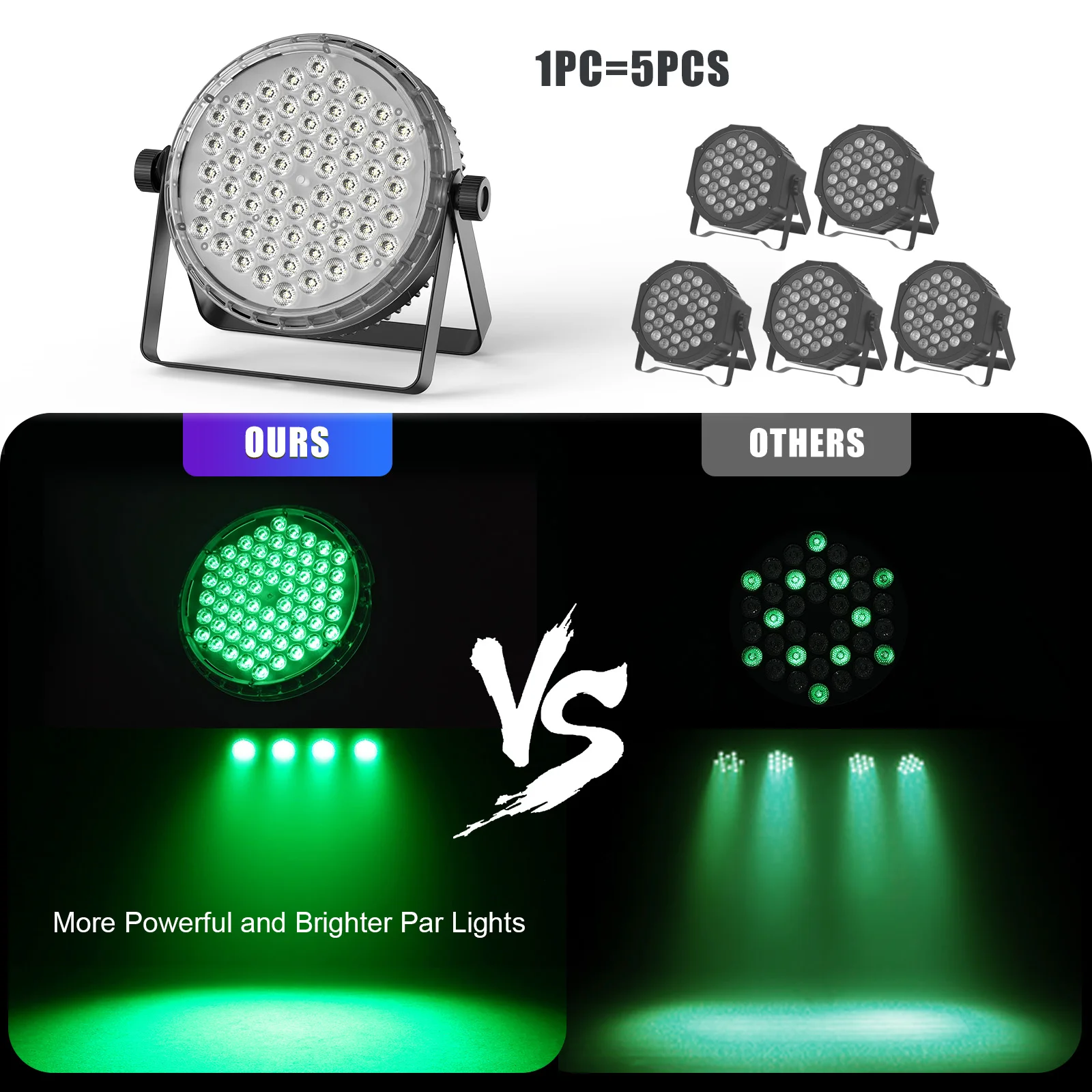 Leleght 2Pcs 200W RGBW 4-in-1 LED DJ Par Light DMX512 & Sound Activated Uplighting for DJ Disco Club Wedding Party Church Stage