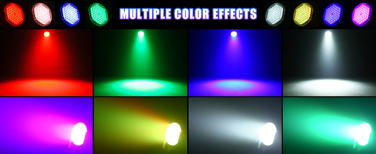 Leleght 2Pcs 200W RGBW 4-in-1 LED DJ Par Light DMX512 & Sound Activated Uplighting for DJ Disco Club Wedding Party Church Stage