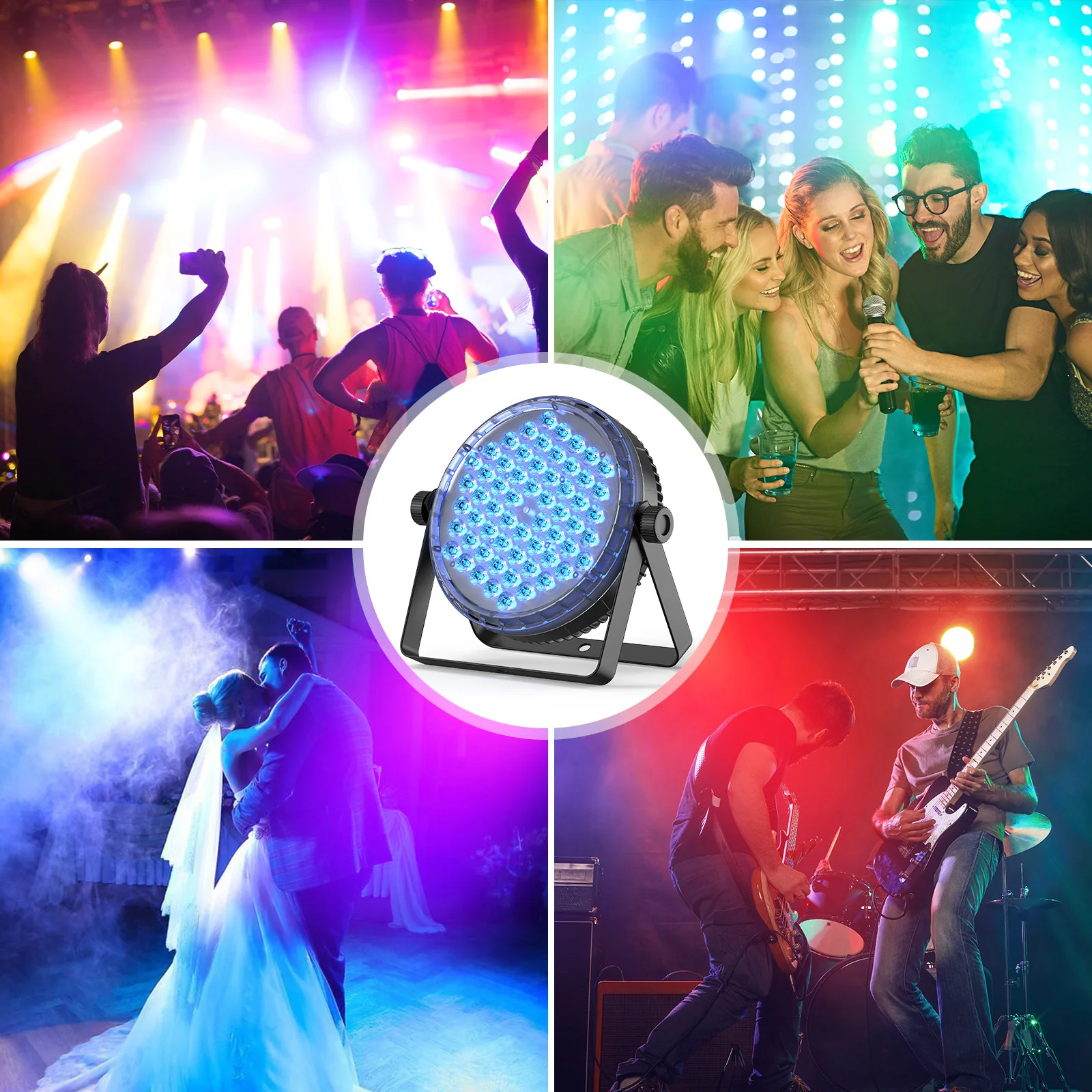 Leleght 2Pcs 200W RGBW 4-in-1 LED DJ Par Light DMX512 & Sound Activated Uplighting for DJ Disco Club Wedding Party Church Stage