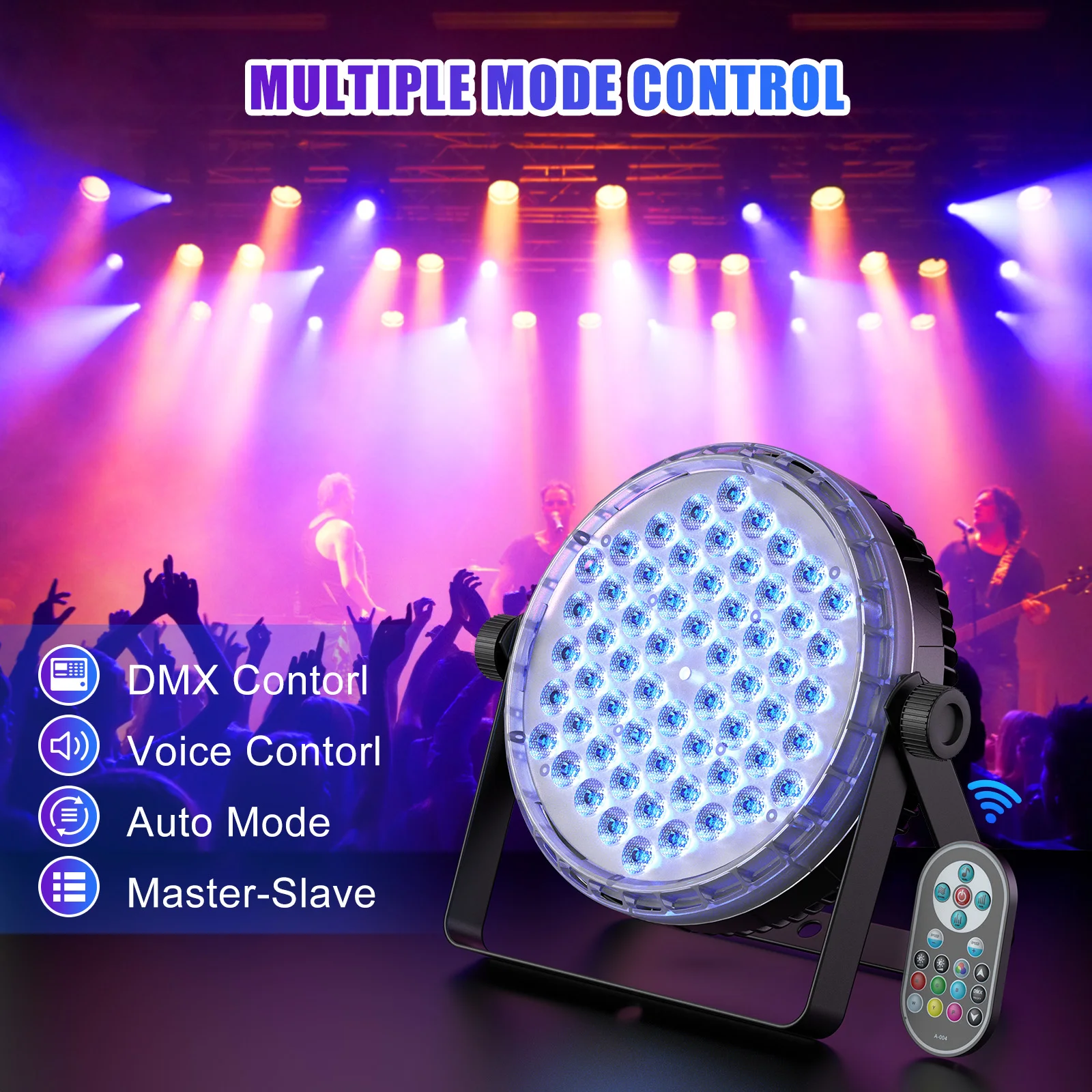 Leleght 2Pcs 200W RGBW 4-in-1 LED DJ Par Light DMX512 & Sound Activated Uplighting for DJ Disco Club Wedding Party Church Stage