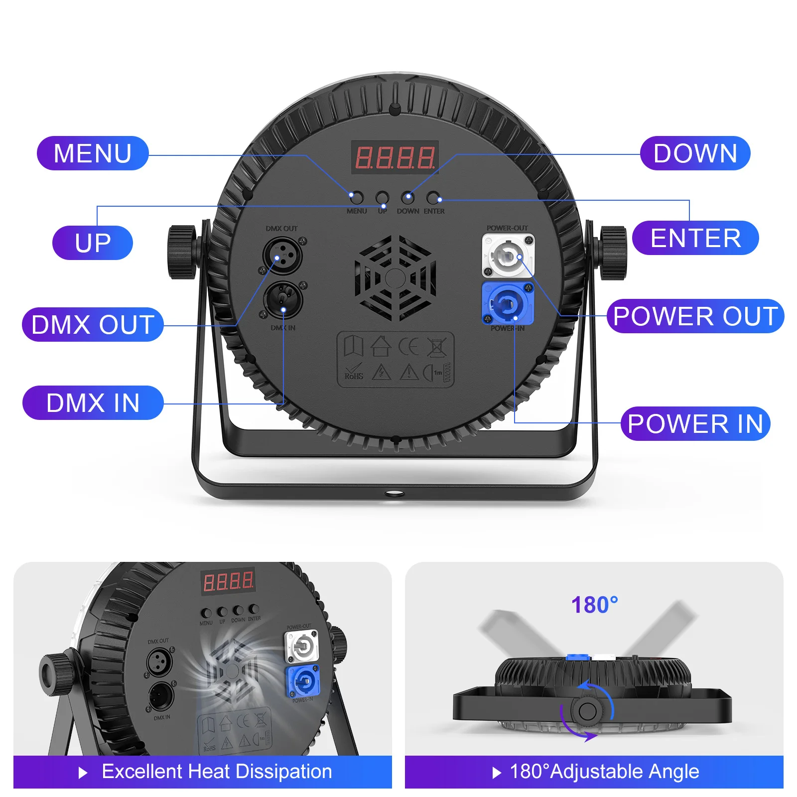 Leleght 2Pcs 200W RGBW 4-in-1 LED DJ Par Light DMX512 & Sound Activated Uplighting for DJ Disco Club Wedding Party Church Stage