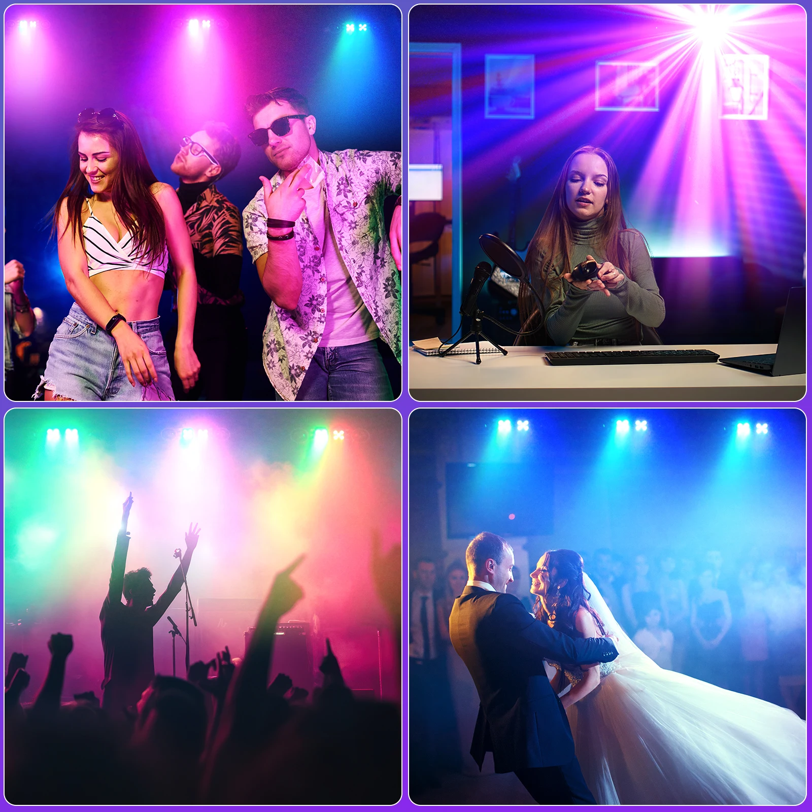Leleght Dual-Head 7-in-1 RGBW LED Light Stand Kit with 3-Section Telescopic Tripod and Carry Bag DMX512 for Stage Party DJ