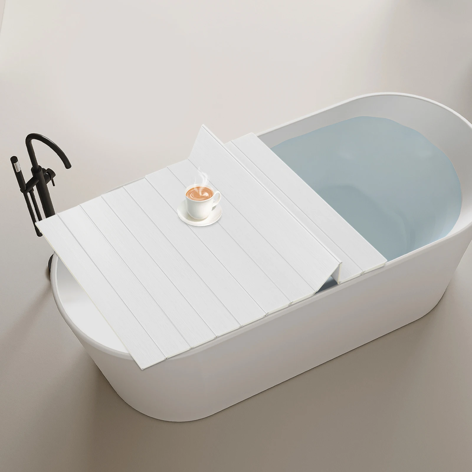 Bath Cover Folding Bathtub Cover Waterproof Dustproof Bathtub Board White Strong Bearing Capacity for Standard Bathtubs