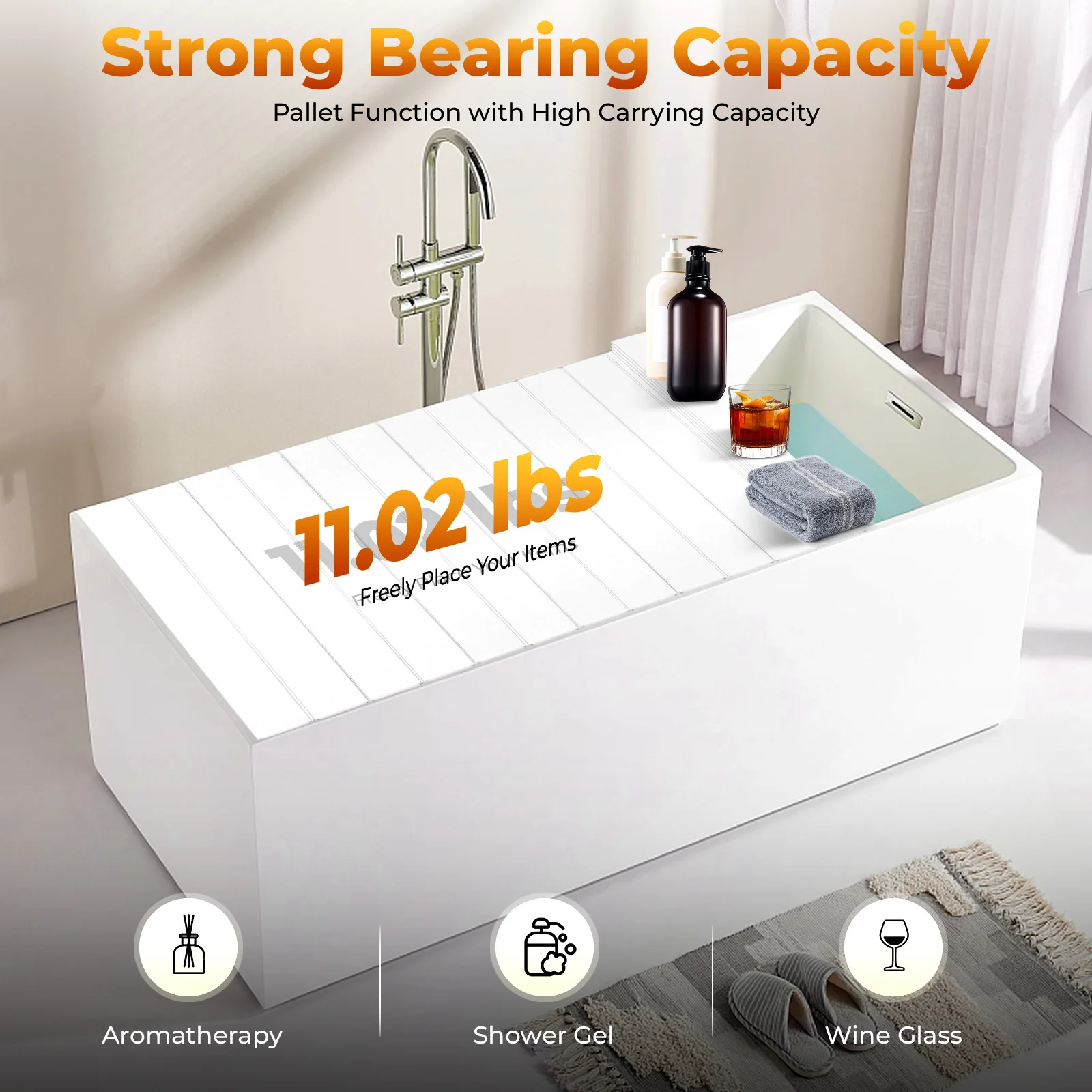 Bath Cover Folding Bathtub Cover Waterproof Dustproof Bathtub Board White Strong Bearing Capacity for Standard Bathtubs