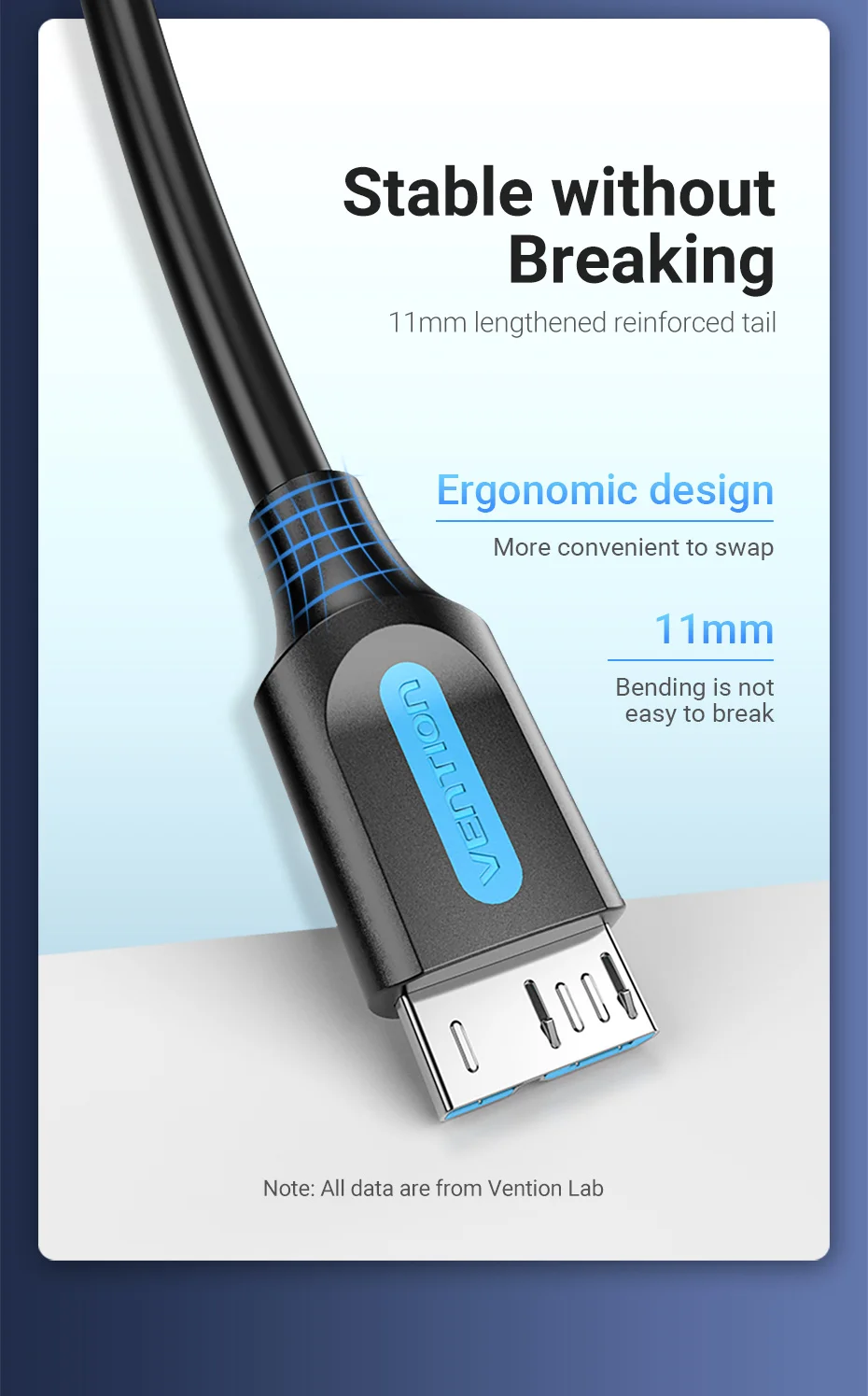 Vention Micro B Cable USB 3.0 2A to USB A Cable Data Transfer Fast Charger Cord for Hard Drive Samsung Micro B USB 3.0 Cable