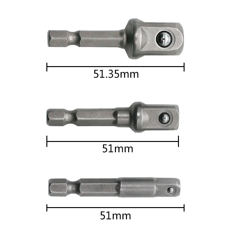 Chrome Vanadium Steel Socket Adapter Hex Shank to 1/4" 3/8" 1/2" Extension Drill Bits Driver Electrical Drilling Heads