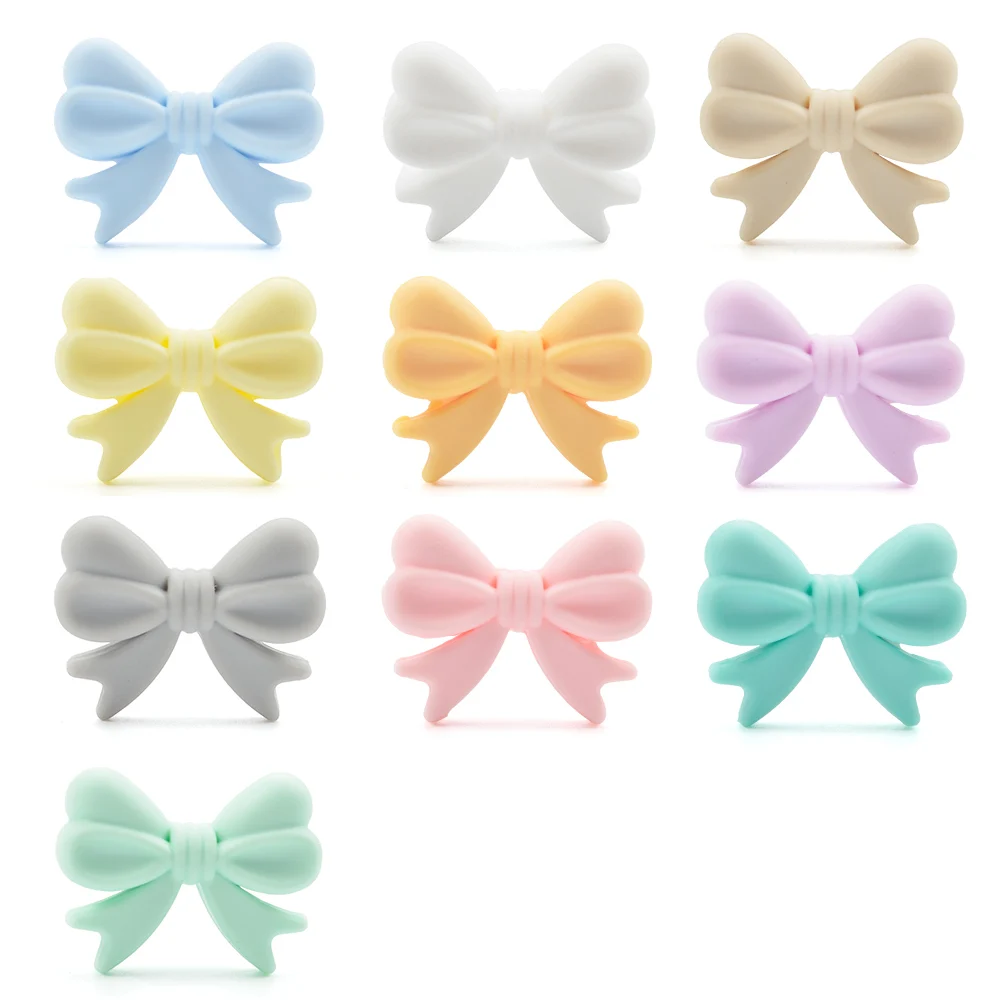 LOFCA Silicone Crown Beads 10pcs Bow Tie Beads BPA Free Food Grade Silicone Beads Necklace Keychain Jewelry Accessories
