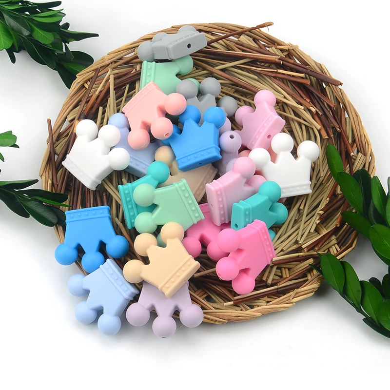 LOFCA Silicone Crown Beads 10pcs Bow Tie Beads BPA Free Food Grade Silicone Beads Necklace Keychain Jewelry Accessories