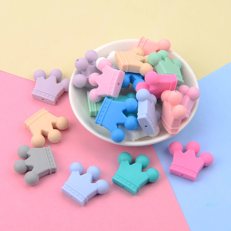 LOFCA Silicone Crown Beads 10pcs Bow Tie Beads BPA Free Food Grade Silicone Beads Necklace Keychain Jewelry Accessories