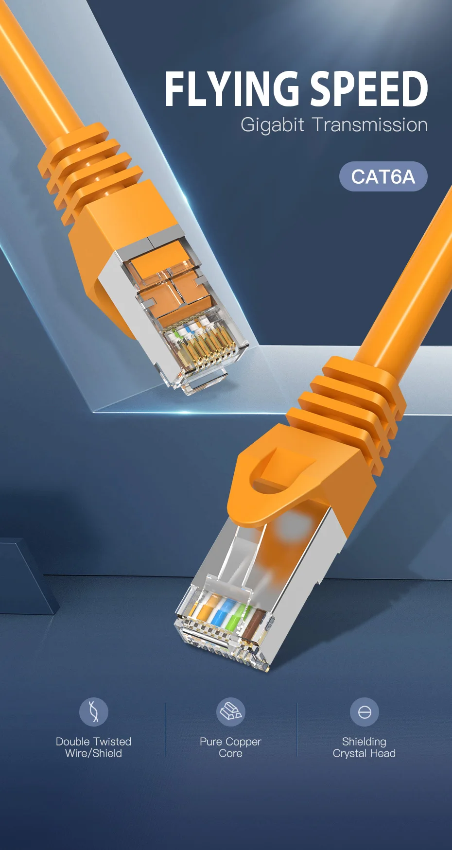 Vention Ethernet Cable RJ45 Cat 6A Lan Cable UTP RJ 45 Network Cable for Cat6 Cat6a Compatible Patch Cord for Modem Router Cable