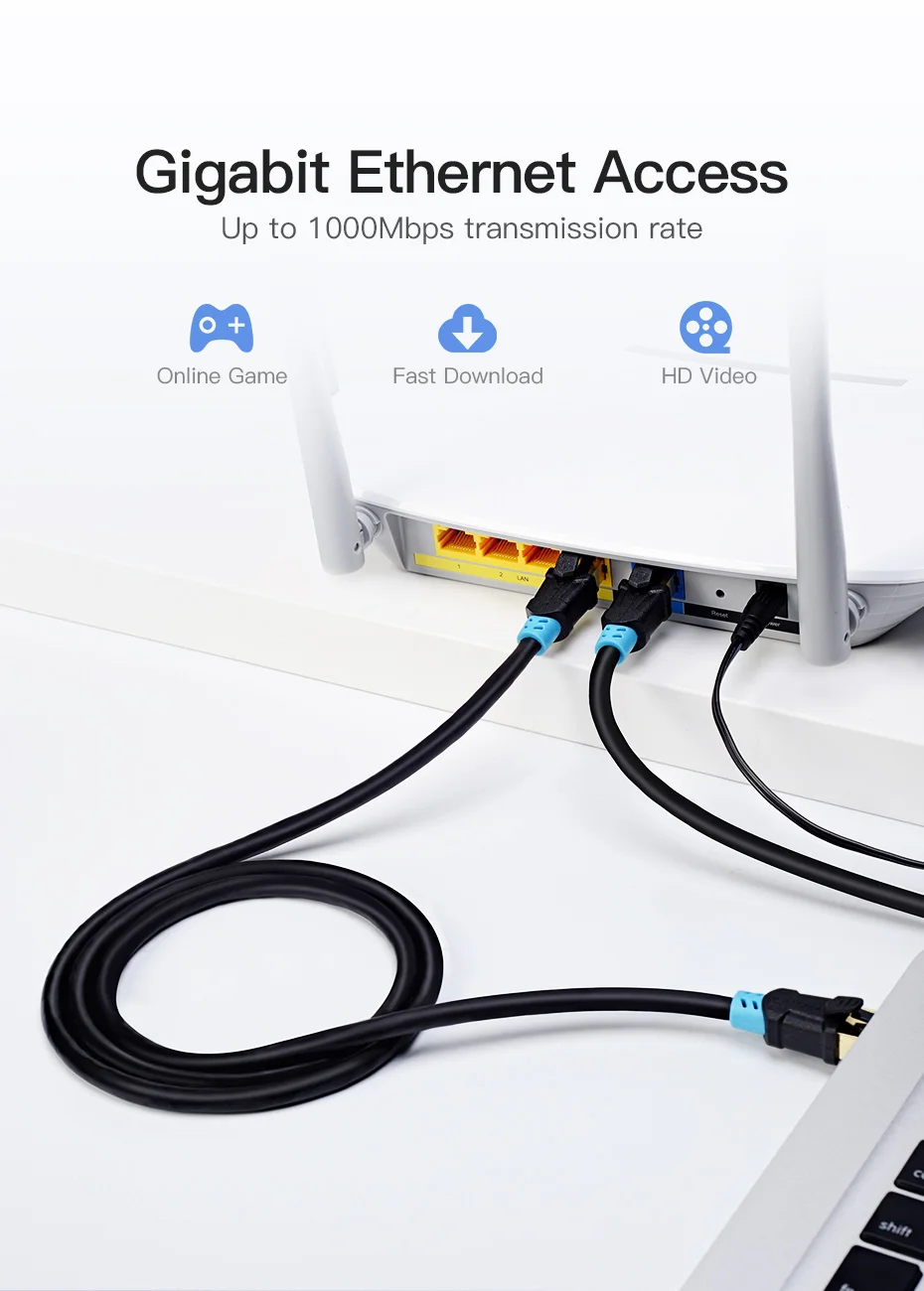 Vention Ethernet Cable RJ45 Cat 6A Lan Cable UTP RJ 45 Network Cable for Cat6 Cat6a Compatible Patch Cord for Modem Router Cable