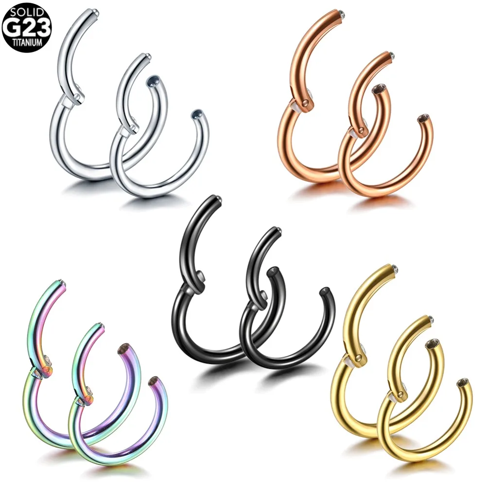 1PC Titanium Segment Nose Piercing 12G Septum Clicker Pirsing Earring 14G Nostril Piercing Helix Conch Pirsing Nariz 20G Jewelry