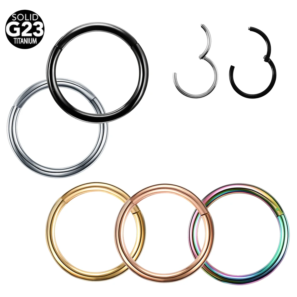 1PC Titanium Segment Nose Piercing 12G Septum Clicker Pirsing Earring 14G Nostril Piercing Helix Conch Pirsing Nariz 20G Jewelry