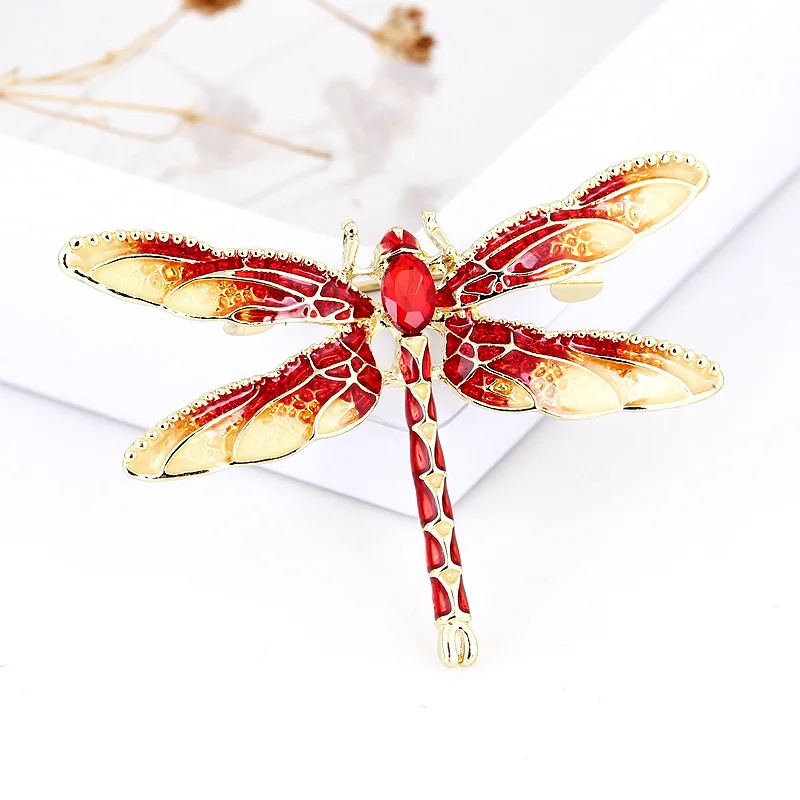 Fashion Crystal Vintage Dragonfly Brooch Large Insect Brooches For Women Pins Wedding Jewelry Accessories