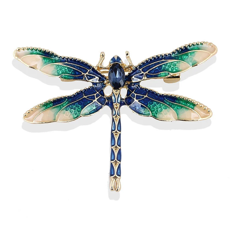 Fashion Crystal Vintage Dragonfly Brooch Large Insect Brooches For Women Pins Wedding Jewelry Accessories
